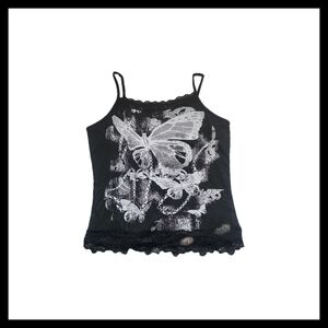 🍂3/$10🍂 ROMWE Black Fairycore Lacey Tank